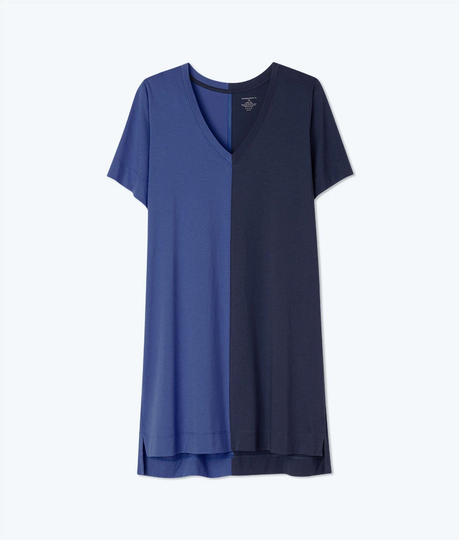 The Luxe Pima V-Neck Mini Dress - Indigo & Midnight 4 The Luxe Pima V-Neck Mini Dress - Indigo & Midnight - Image 4