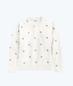 The Softest French Terry Relaxed Crew - White Sand Floral Stitch -Cheap Sunset Bikini Store FlatLay 1c4661f6 4d22 48d8 a62b d2c806492275