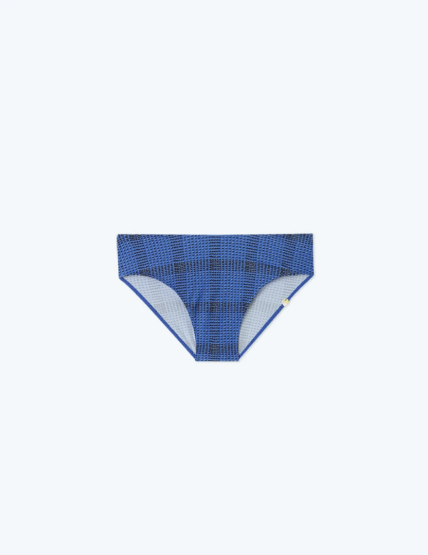 The Limited-Edition High Leg Mid Rise Bikini Bottom - Modern Plaid In Hydrangea 5 The Limited-Edition High Leg Mid Rise Bikini Bottom - Modern Plaid In Hydrangea - Image 5