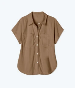 The Towel Terry Button-Down Shirt - Toffee -Cheap Sunset Bikini Store FlatLay 5258ddd1 8e9b 412a b64a 824fde4768ad