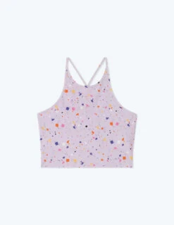 The High Neck Midi Sports Bra Tank - Paint Splatter In Lilac -Cheap Sunset Bikini Store FlatLay 70df965e c7a5 4c85 8333 8faa8c0ac0c0
