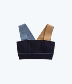The Colorblock Wide-Strap Sports Bra - Midnight & Slate & Toffee