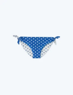 The Reversible Tie Bikini Bottom - Block Print In Indigo & White Sand -Cheap Sunset Bikini Store FlatLay fa9c8d93 94b1 4790 96c0 e0e9188b1f24