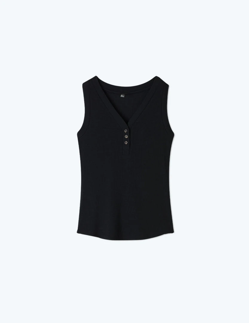 The Softest Ribbed Henley Tank - Sea Urchin 5 The Softest Ribbed Henley Tank - Sea Urchin - Image 5