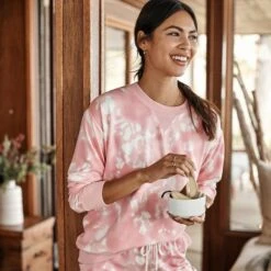 The Softest French Terry Relaxed Crew - Pink Sky Tie Dye