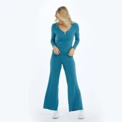 The Softest Ribbed Wide Leg Lounge Pant - Venetian