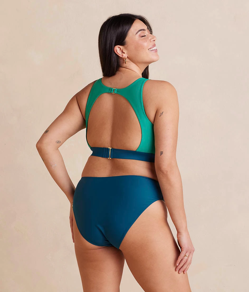 The High Neck Cut Out Bikini Top - Seaglass & Seaweed 2 The High Neck Cut Out Bikini Top - Seaglass & Seaweed - Image 2