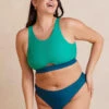 The High Neck Cut Out Bikini Top - Seaglass & Seaweed