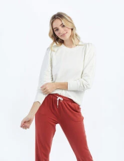 The Softest French Terry Puff Sleeve Pullover - White Sand