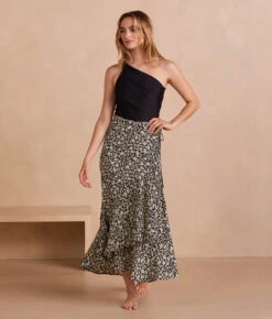 The Silky Luxe Beach To Brunch Wrap Skirt - Vintage Floral In Sea Urchin