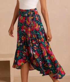 The Silky Luxe Beach To Brunch Wrap Skirt - Super Bloom -Cheap Sunset Bikini Store PDP Beach to Brunch Skirt Super Bloom Front Crop