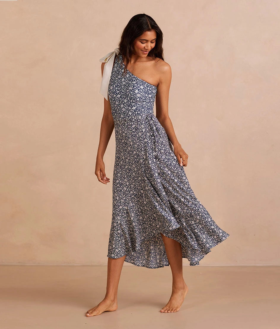 The Silky Luxe Beach To Brunch Wrap Skirt - Beach Botanical In Deep Sea 1 The Silky Luxe Beach To Brunch Wrap Skirt - Beach Botanical In Deep Sea