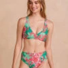The High Leg High Rise Bottom - Burst Floral In Azalea And Seaglass