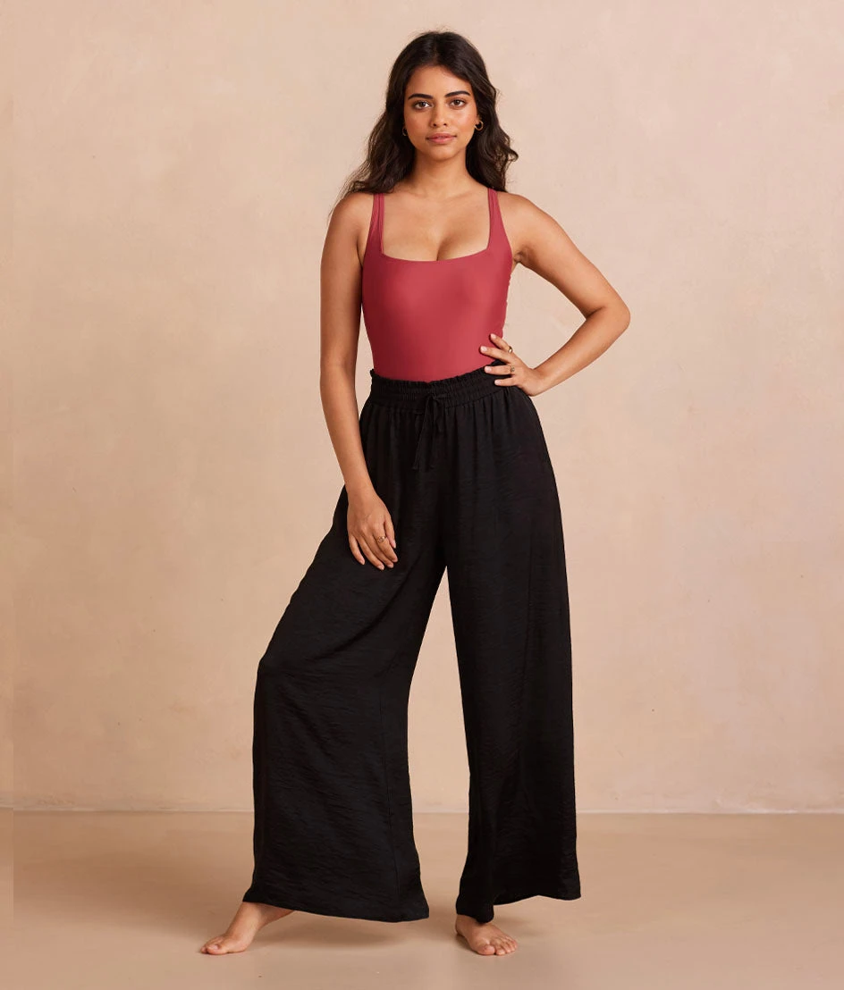 The Silky Luxe Palazzo Pants With Ties - Sea Urchin 1 The Silky Luxe Palazzo Pants With Ties - Sea Urchin