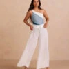 The Silky Luxe Palazzo Pants With Ties - White Sand