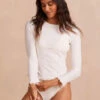 The Waterside Ruffle Rash Guard - White Sand
