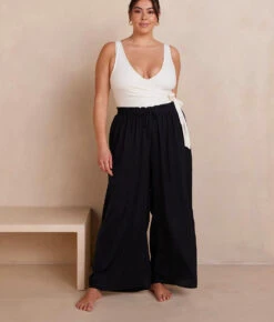 The Palazzo Pant With Ties - Sea Urchin -Cheap Sunset Bikini Store PalazzoPantswithTies SeaUrchin Front