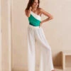 The Palazzo Pant With Ties - White Sand