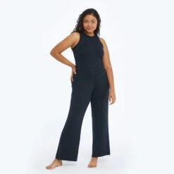 The Softest Ribbed Wide Leg Lounge Pant - Sea Urchin
