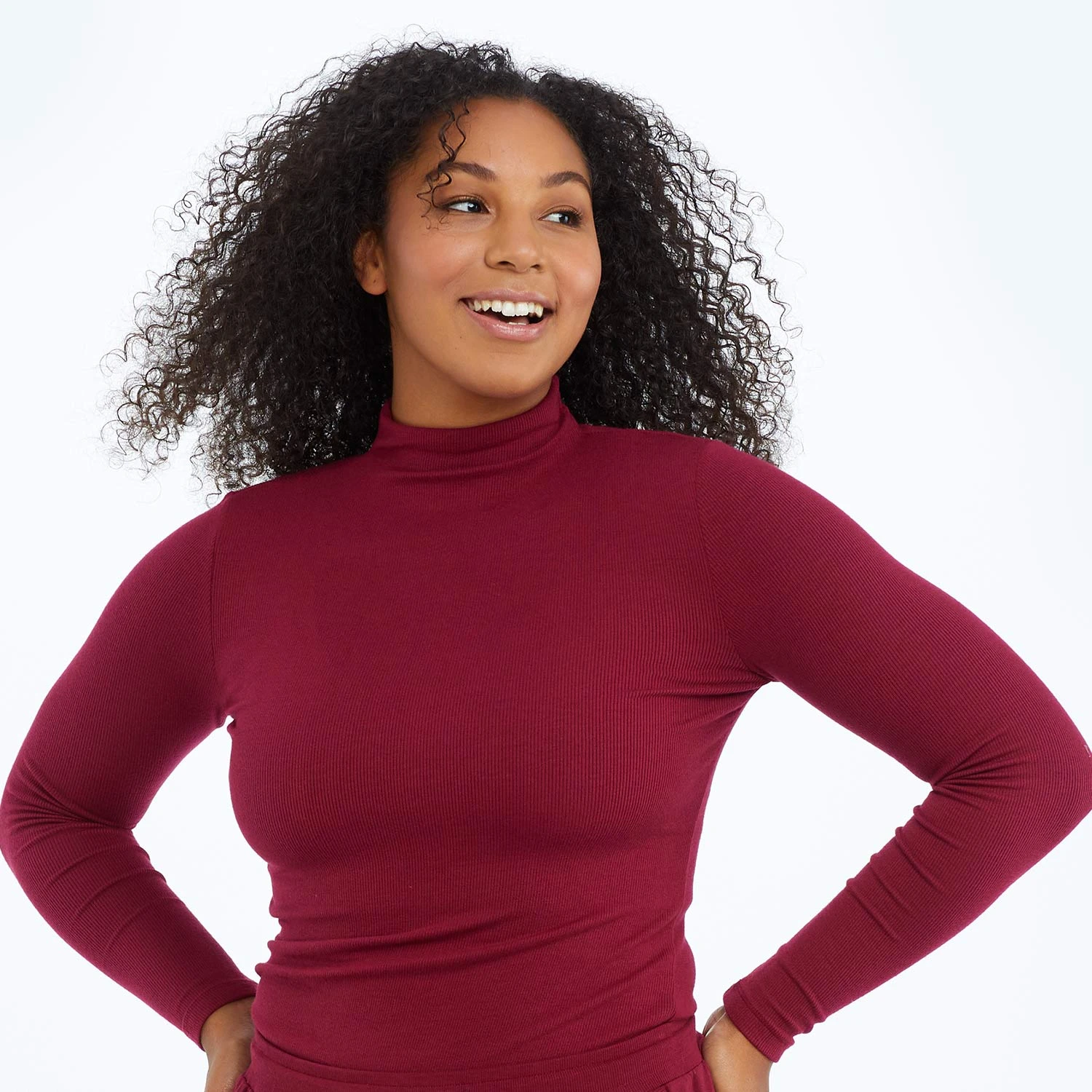 The Softest Ribbed Long Sleeve Mock Neck - Pinot 4 The Softest Ribbed Long Sleeve Mock Neck - Pinot - Image 4