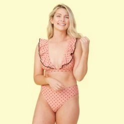 The Limited-Edition High Leg Mid Rise Bikini Bottom - On Pointe -Cheap Sunset Bikini Store Ruffled HLMR Front 451440bd 111f 4429 a1ba e2111bde3ebf