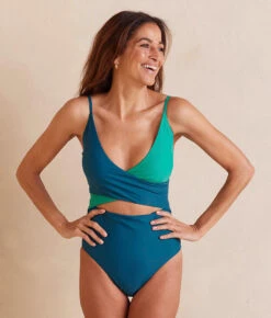 The Sea Breeze Cutout One-Piece - Seaweed & Seaglass -Cheap Sunset Bikini Store SeabreezeCutout Seaglass Seaweed Front Crop