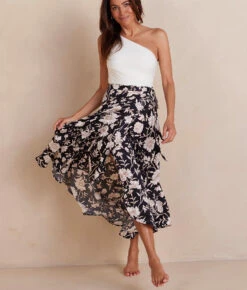 The Silky Luxe Beach To Brunch Wrap Skirt - Paradise In Sea Urchin
