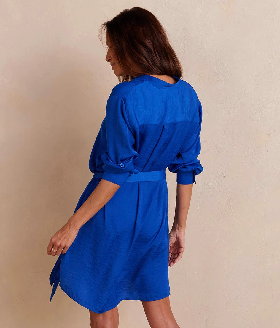 The Silky Luxe Short Effortless Shirtdress Cover-Up - Lapis 2 The Silky Luxe Short Effortless Shirtdress Cover-Up - Lapis - Image 2