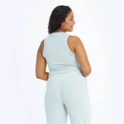 The Softest Ribbed Racerback Tank - Sage & White Sand Stripe -Cheap Sunset Bikini Store Tank Sage Back 10