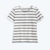 The Luxe Pima Easy Tee - White Sand & Sea Urchin Stripe
