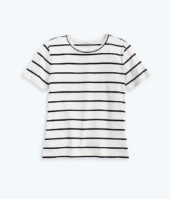 The Luxe Pima Easy Tee - White Sand & Sea Urchin Stripe