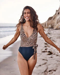 The Perfect Wrap One-Piece - Leopard -Cheap Sunset Bikini Store pleopard 3